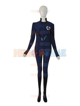 

Navy Blue & Black Front Zipper Fantastic Four Superhero Costume Halloween Zentai Suit Hot Sale Free Shipping
