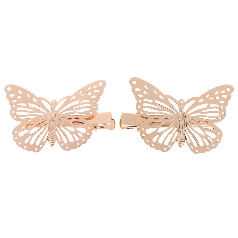 

1Pair Fashion Girl Headdress Hair Shiny Metallic Golden Butterfly Hairpin Clip For Women Barrettes 2019 New