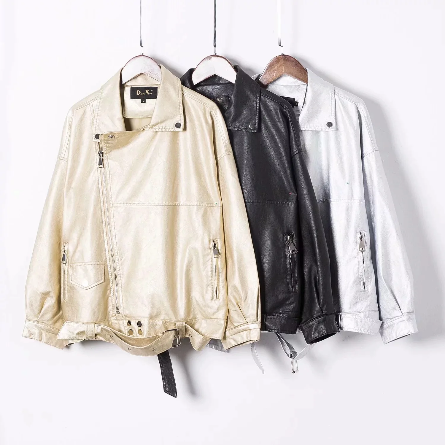 Nero Argento Chiusura Allentato Della Moda 2018 Streetwear Di Parka Outwear Il Delle Dorato Luminoso Donne Del Nuova Lampo oro Autunno Cappotto argento Pelle Metallo Dell'unità Elaborazione giacca BoxCder