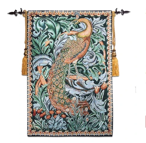

FHGT 0.5kg 117*79cm Peacock Wall Tapestry Wall Hanging without contain Pole and decorative tassel