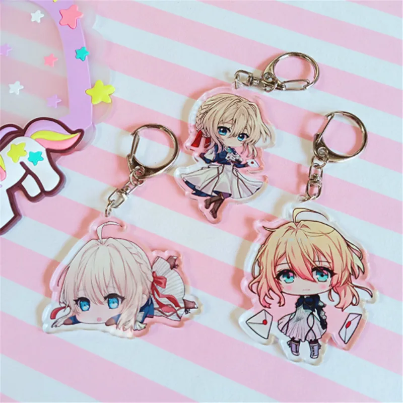 

2019 Anime Violet Evergarden Keychain Acrylic Keyring Women Bag Jewelry Fan collection Children Gift 19116