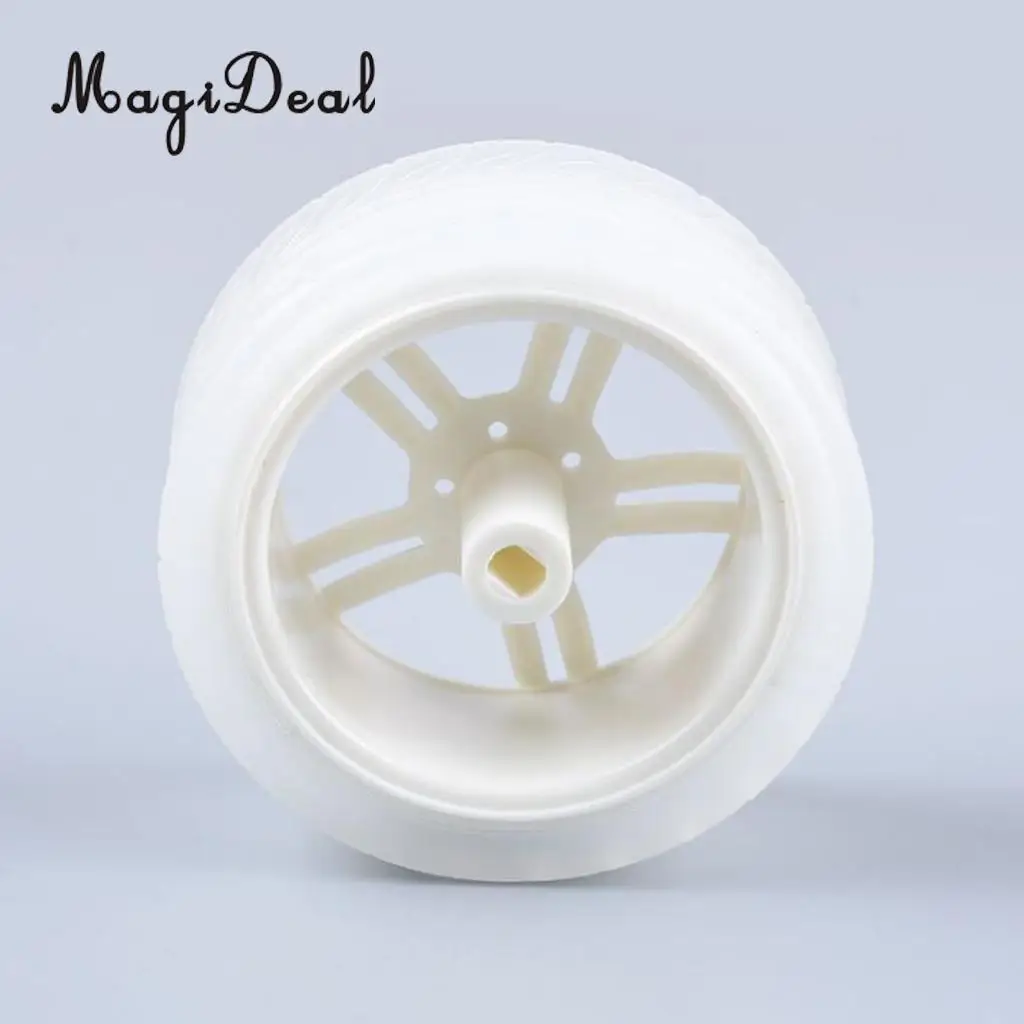MagiDeal 2Pcs DIY Rubber Plastic Motor Wheel Tyre Tire for Smart Robot Car wheels Handmade Crafts RC Motor Car Parts Toys
