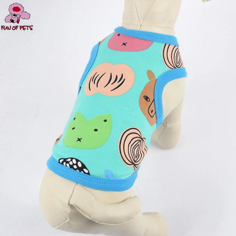 High Quality Cotton Animal Paradise Blue Cotton Cartoon Vest Dogs