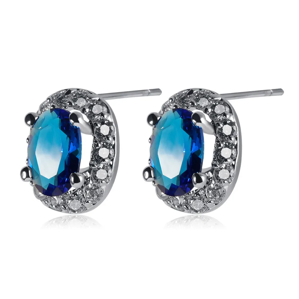 

Blue Crystal Zircon 925 Sterling Silver Fashion Earrings TE772