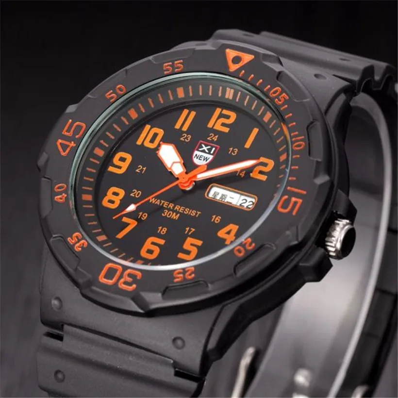 

XINEW Men Army Date Sport Resin Wrist Watch Waterproof Analog Quartz Watches 0622