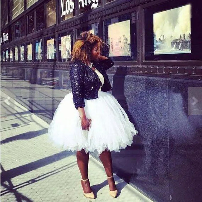 

New Fashion Skirts Womens Elastic Waist Puffy White Short Wedding Party Skirts Custom Tulle Bridal tutu Ruffle Knee Length Skirt