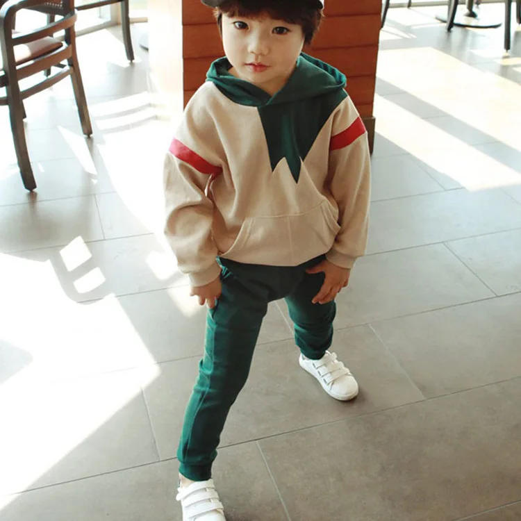 

New 2017 Autumn Girls Boys Cotton Children Clothing Set Baby Clothes Long-sleeve T-shirt Hoodies Pant Kids Sport Suit CC375