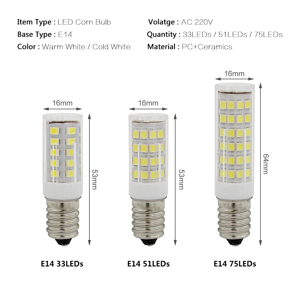 E14 светодиодный светильник 3/4/5 Вт 220V 230V SMD Керамика передвижной лампой с