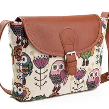 Высококачественный летний женский лоток для курьерских сумок сумка женская, холщовая рисунок с мультяшной совой через плечо сумки маленькие женские сумки