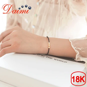 

DAIMI Exquisite Small Spinel Bracelet 3.5-4mm Akoya Pearl Bracelet Pure 18K Gold Authentic Female Luxury Bracelet