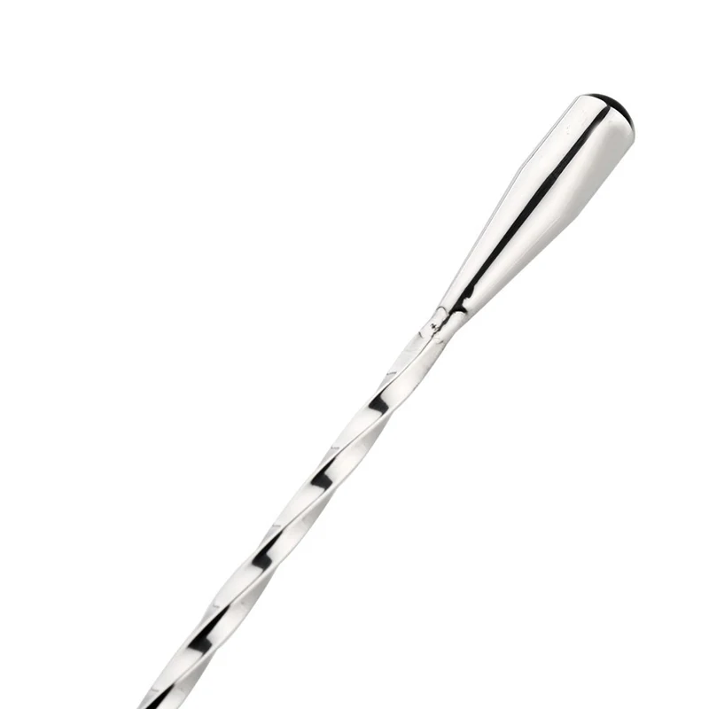 30cm Stainless Steel Teardrop Barspoon Cocktail Mixer Bar Puddler Stirring Cocktail Spoon Ladle Stirrer Martini Bar Tool