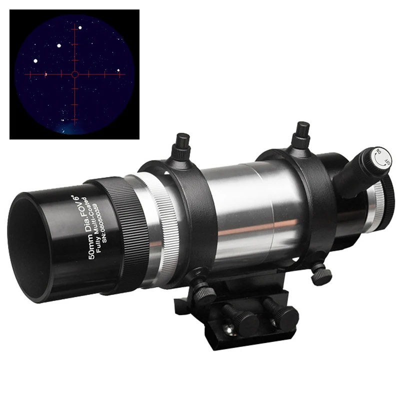 EXPLORE SCIENTIFIC 6degree FOV 8X50 ILLUMINATED Erect Image Finder Scope WITH BRACKET2