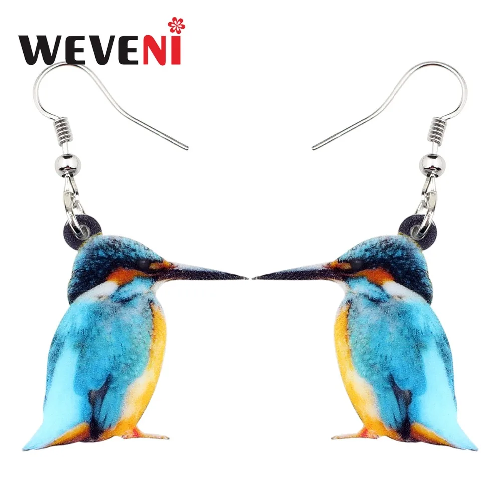 WEVENI акриловые синие серьги в виде птиц Kingfisher новые длинные висячие модные