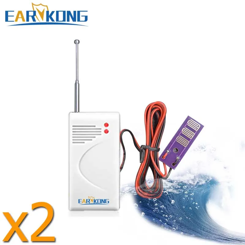 Беспроводной датчик утечки воды 2 шт. работает с Earykong GSM охранная сигнализация для