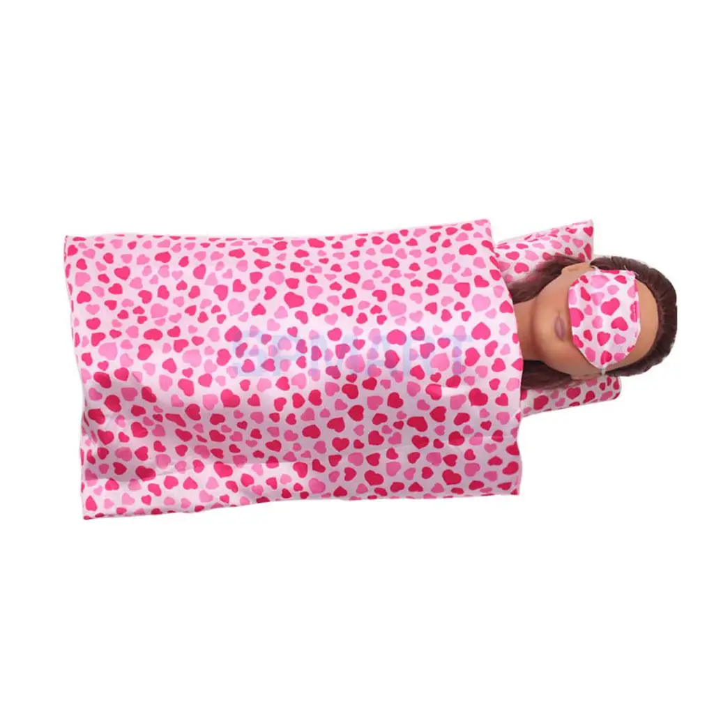 New Arrival Lovely Sleeping Sack with Pillow Set for 18 Inch Girl Doll Accessory Toy Pink