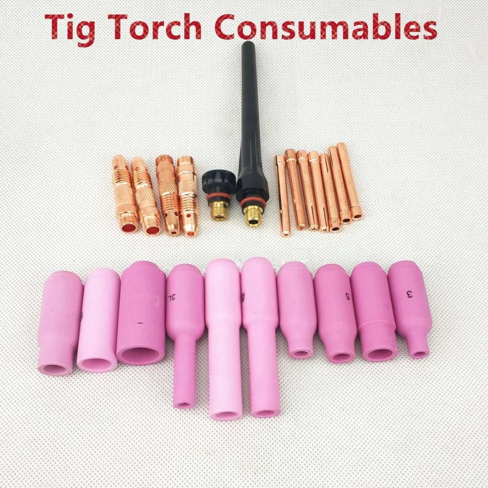 Tig Torch Consumables Collet/Collet Body/Alumina Nozzle/Back Cap for WP17 WP18 WP26 Tig Torch