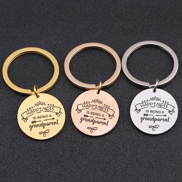 Stainless Steel Engraved Keychain for Grandparents