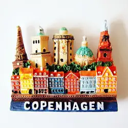 Ручной росписью Copenhagen, Дания 3D Магниты на холодильник туризма Сувениры холодильник магнитная Наклейки украшения дома