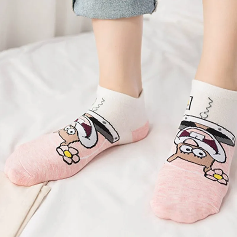 SP& CITY/5 пар Мультяшные короткие носки женские цветные милые хлопковые короткие носки забавные носки с изображением животных для девочек низкие Дышащие носки