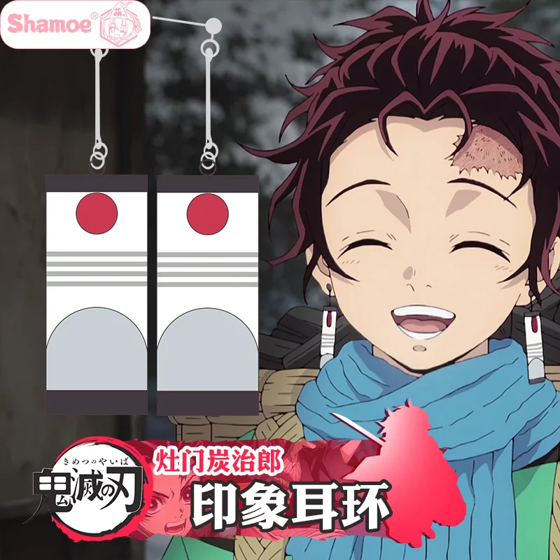 

[Late May]Anime!Demon Slayer Kimetsu no Yaiba Kamado Tanjirou Earrings Cosplay prop Earrings free shipping New 2019