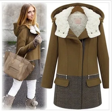 

Plus size S-5XL 2018 fashion women thicken wool coat casual zipper hooded Jacket warm wadded jacket outerwear wool coat outwear