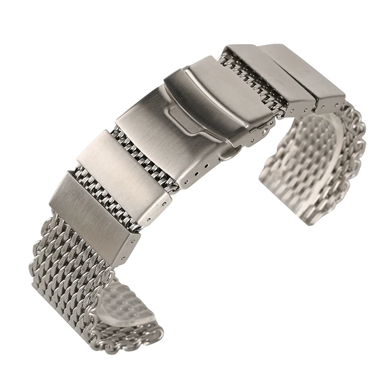 20MM 24MM Stainless Steel Strap Watchband Lock Watch Bands for Men