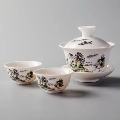 High Quality Gai wan tea set Bone China Tea Sets porcelain teapot tea set for travel Beautiful and easy kettle with 2 cups