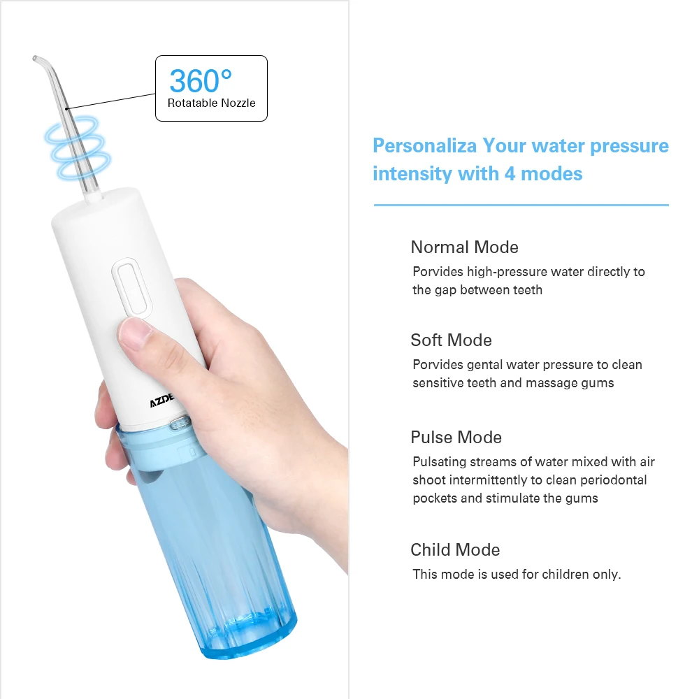  Smart Portable Dental Flosser + Travel Case Cordless Oral Irrigator USB Charging Water Jet Floss To