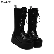 Korean New Autumn Winter Round Toe Martin Boots High-heeled Thick Heels Female Women Boots