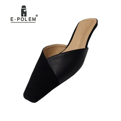 

Summer Women's Slippers Flock Mixed Colors Female Slides Flat Heels Black Apriot Colors Outdoors Wearing Daily Working