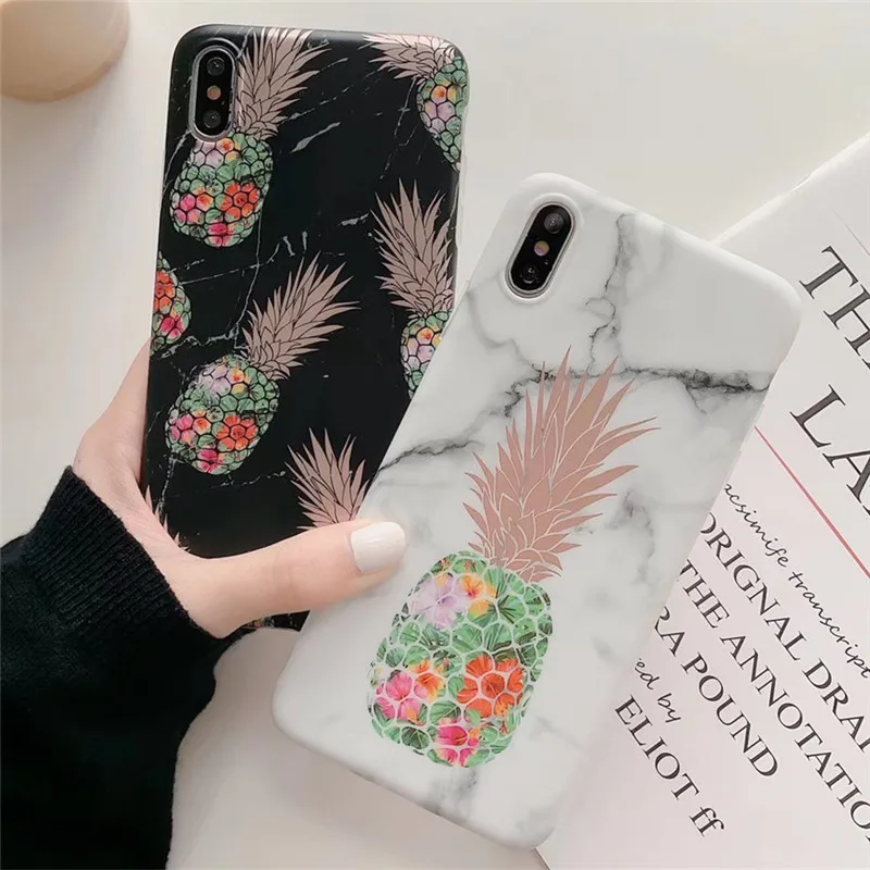 

Pineapple Glossy IMD marble Soft Silicone TPU Case For iphone X S XS MAX XR Cover For iphone 7 6 6S 8 Plus phone case funda Capa
