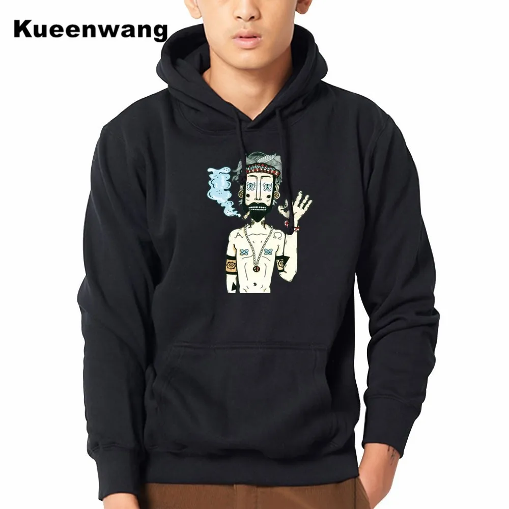 Негабаритных Для мужчин High Street Wear толстовки курящих голый нищий с капюшоном и