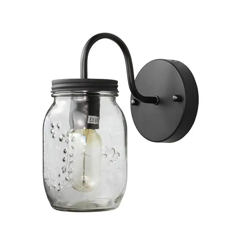 Американский промышленный ветер Стекло Mason Jar настенный светильник Современный