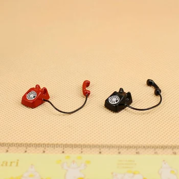 

A01-X247 children baby gift Toy 1:12 Dollhouse mini Furniture Miniature Red small black phone 2pcs/lot