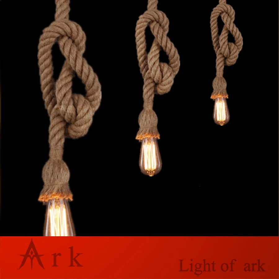 

1 meter Vintage Rope Pendant Lights Loft Creative Personality Industrial Lamp Edison Bulb American Style For showroom decoration