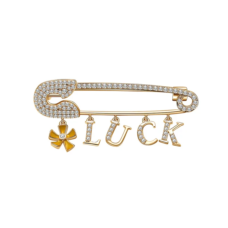 

Vintage Flower Crystal Brooch Pin Dress Rhinestone Decoration Buckle Jewelry Brooches For Men Women "LUCK" Letter Brooch Pins