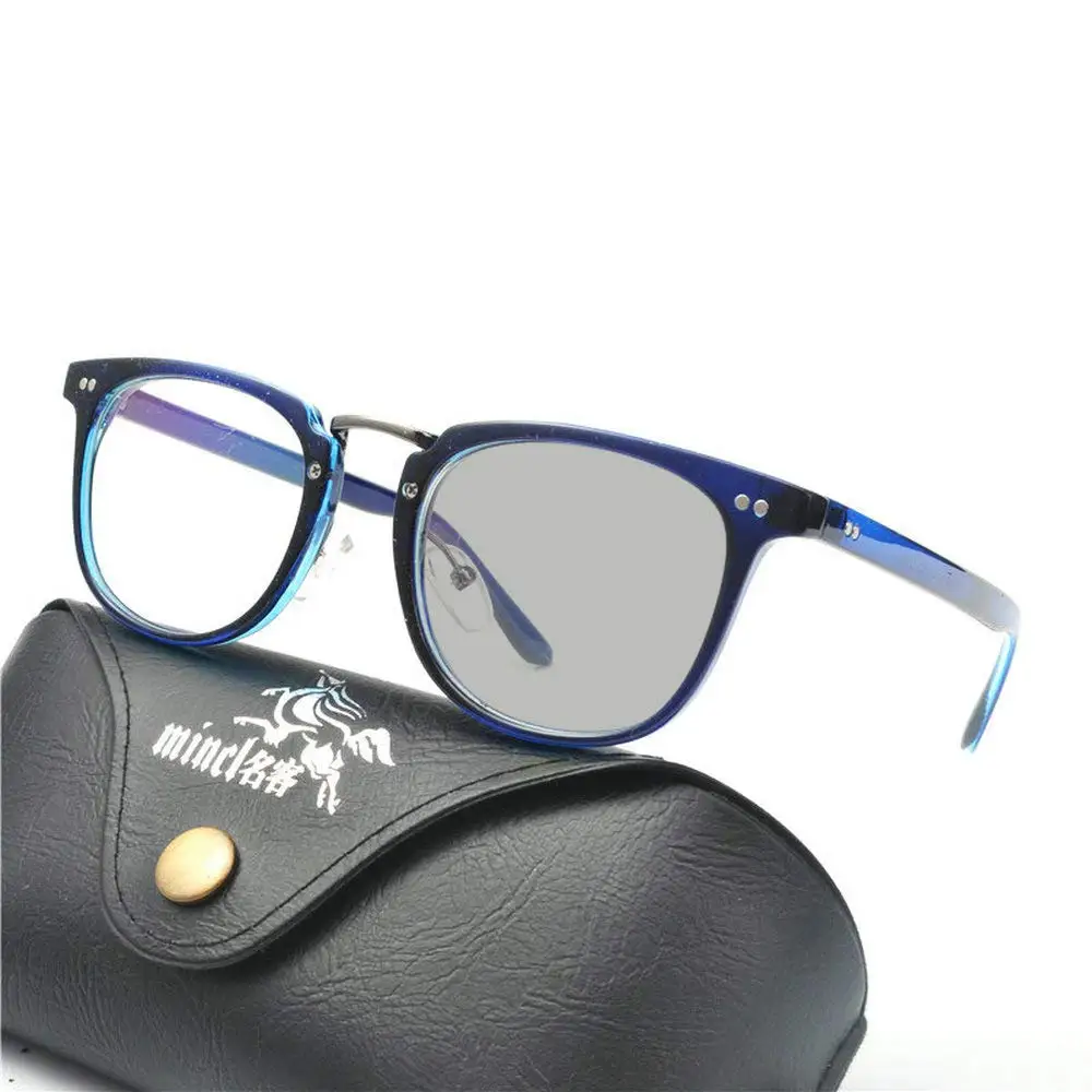 

MINCL/Men's Ultra Light Square Reading Glasses Brand Designer Sun Photochromic Lens Reading Glasses with box FML