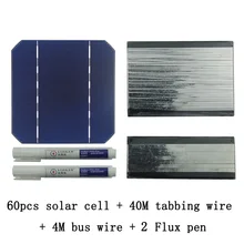 DIY Solar Panel Kit 160W 60Pcs Mono Solar Cell 5×5 With 60M Tabbing Wire 6M Busbar Wire and 3Pcs Flux Pen