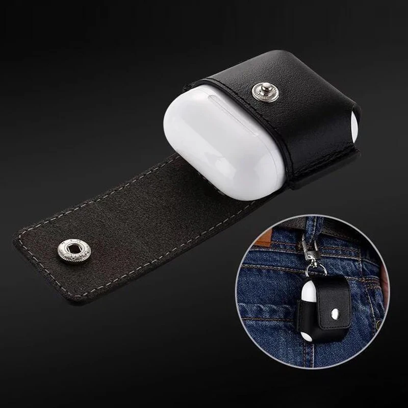 for Airpods Case Portable PU Leather Cover Case Protective Carry Bag Anti Lost Storage Pouch Bag for Apple Airpods (5)