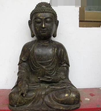 

JP S1106 17"Tibet Tibetan Folk Monastery Classical Bronze Shakyamuni Buddha Statue