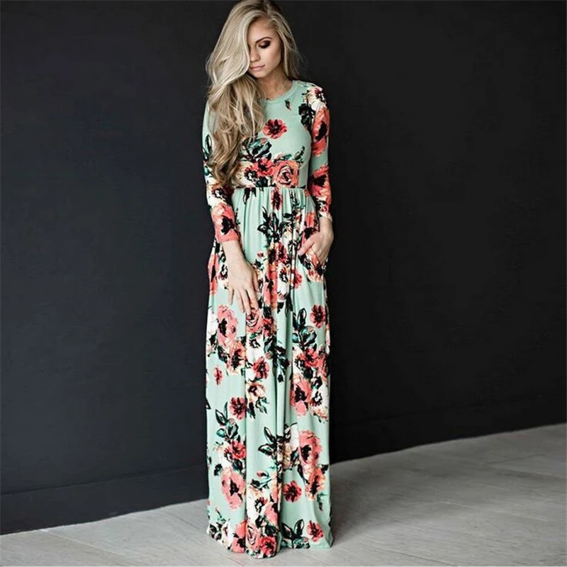 wrap floral long sleeve dresses