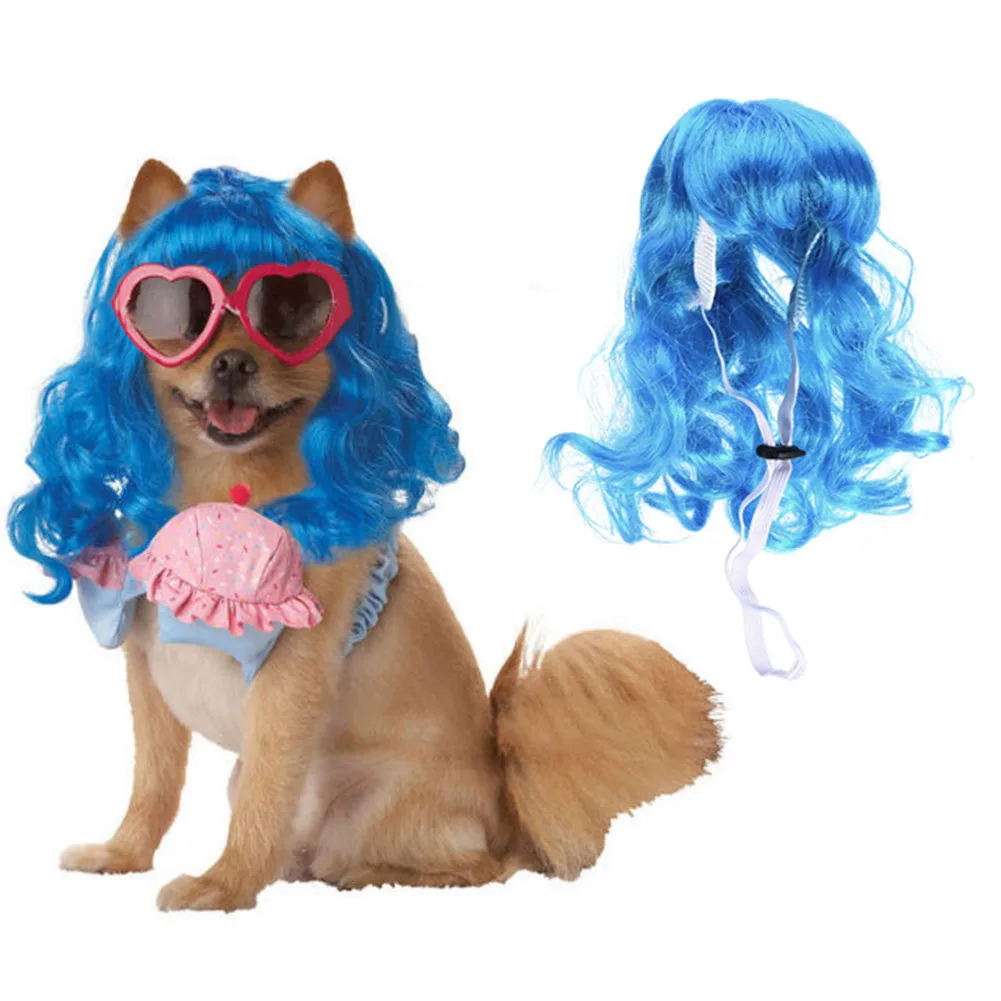 

Colors Halloween Pet Fashion Short Curly Hair Dog Wig for Festivals Decor Dog Wigs Funny Halloween Dog Costume