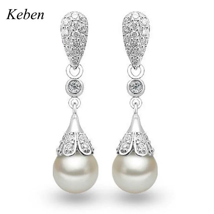 

100% genuine freshwater White pearl earrings fashion jewelry 925 silver Pendant earrings for women super deal Long earrings