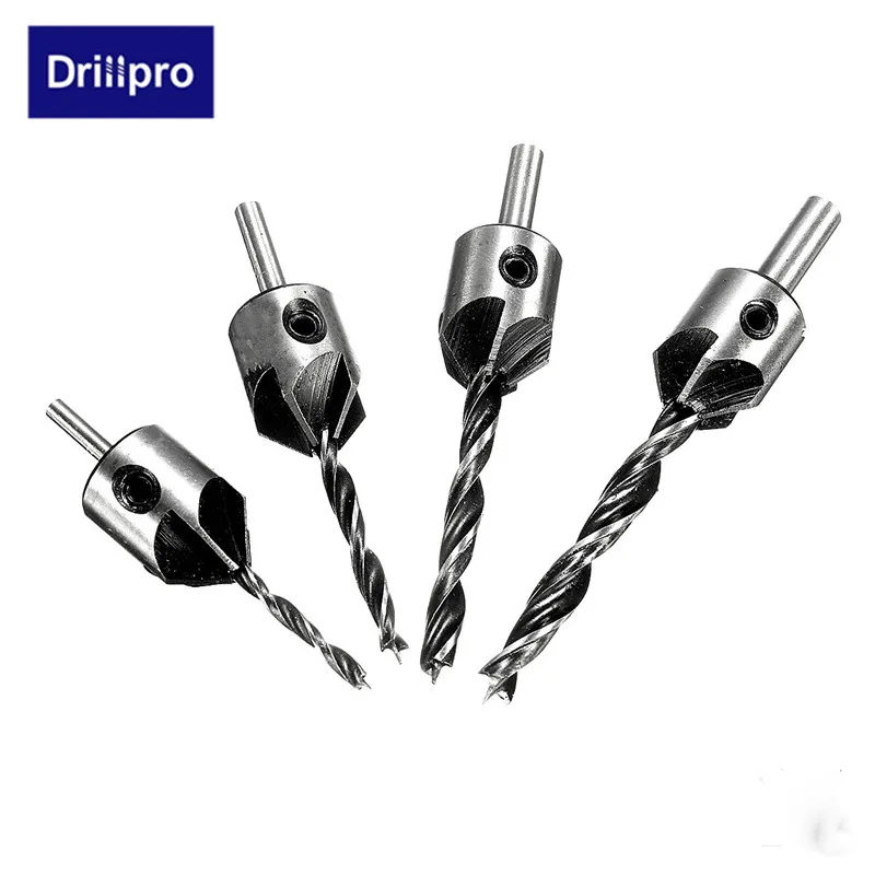 Drillpro 4 шт. HSS 5 Флейта Зенковка набор сверл 3 мм-6 мм высокоскоростной стальной расширитель деревообрабатывающие электроинструменты фаска высокое качество