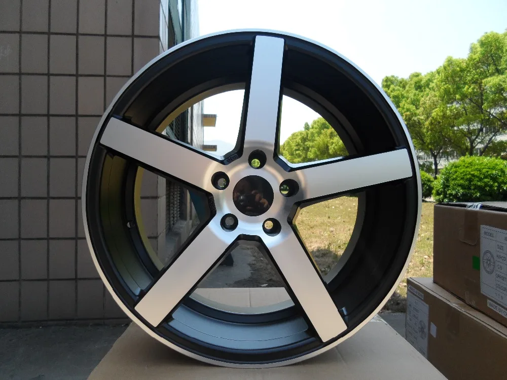 19X8 5 19X9 5 STAGGERED SATIN BLACK MACHINE FACE WHEEL RIMS W103