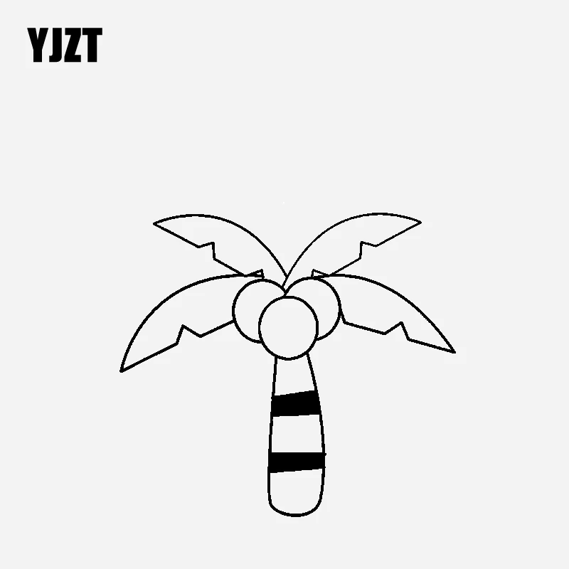 YJZT 15.1CM*13.7CM Car Sticker Vinyl Decal Coconut Tree Cartoon Creativity Black/Silver C23-1004 | Автомобили и мотоциклы