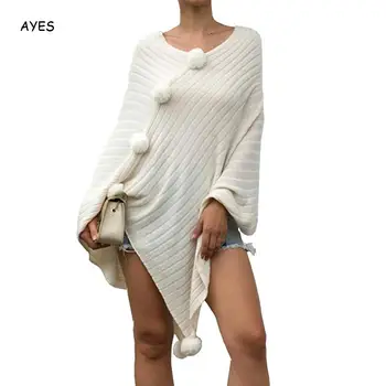 

Knitwear Sweater Irregular Women Loose Knitted Pullover Streetwear Solid Winter Fashion Knit Sweater Loose Irregular Sweater