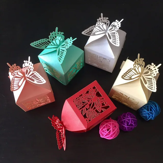 50pcs Pack Diy Hollow Laser Out Butterfly Candy Boxes Souvenirs