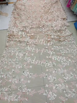 

free shipping 5yards/lot yy090# 3d butterfly applique luxury embroidery tulle mesh lace for sawing wedding dress