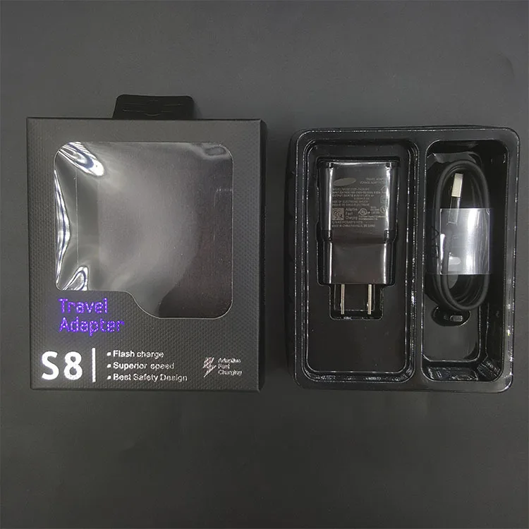 

20 PCS Fast Charger Eu Plug Charging travel socket 9V 1.67A + Type-C USB Cable with package For Samsung Galaxy S10 S8 S9